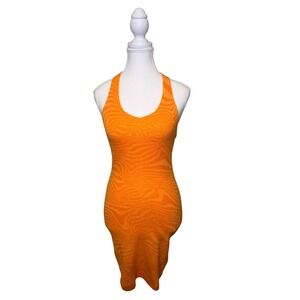 Orange Textured Knit Halter Midi Dress – H&M Divided – Size M